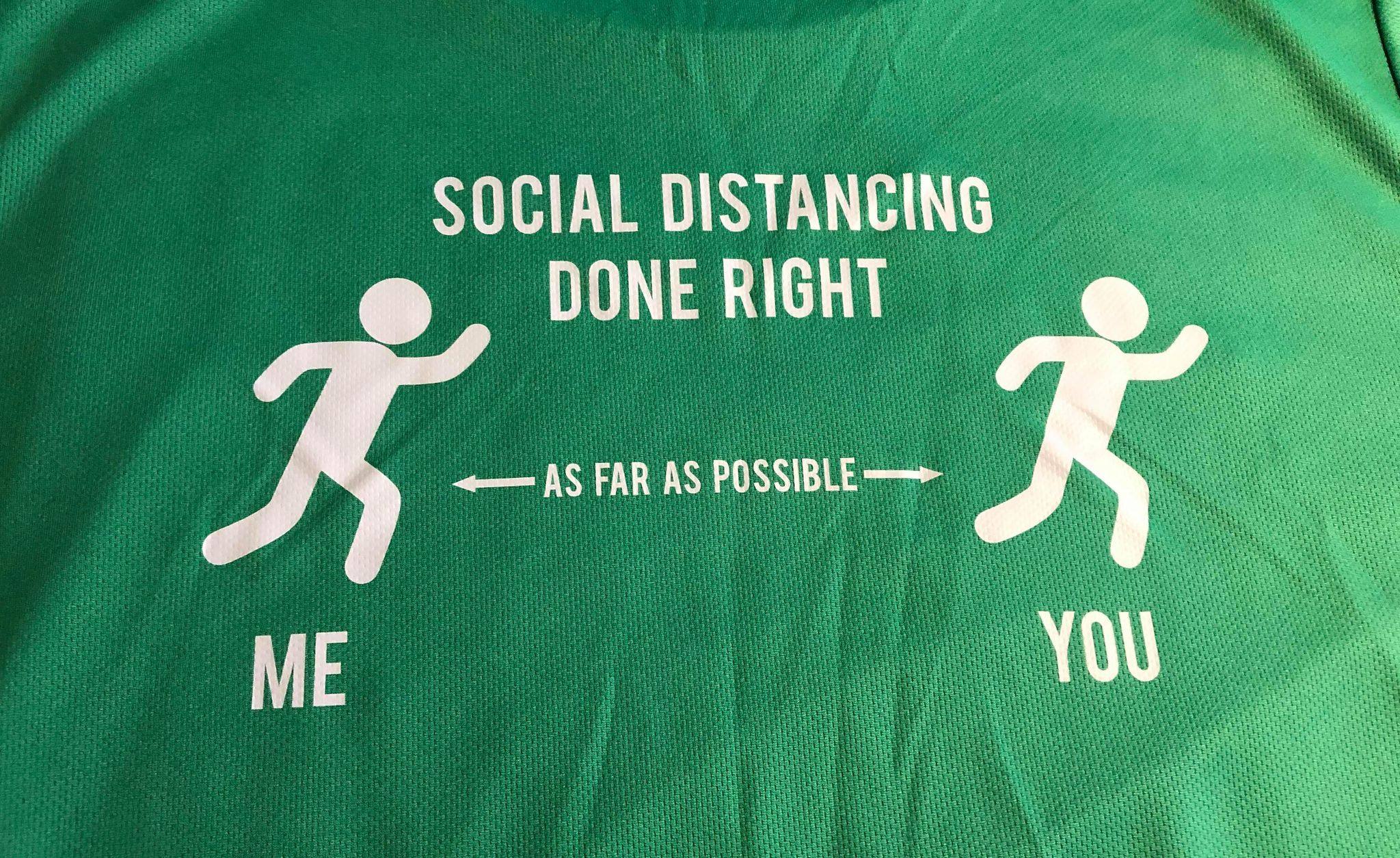 Social distancing Step Forward With Lewis t-shirt green