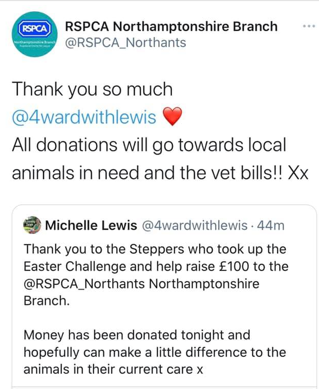 RSPCA thank you