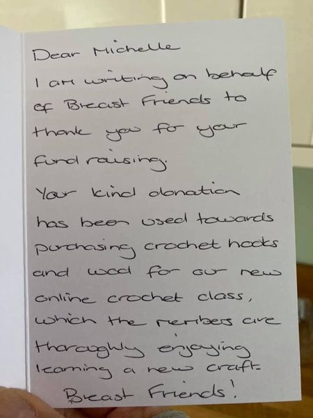 Breast Friends Northamptonshire thank you card